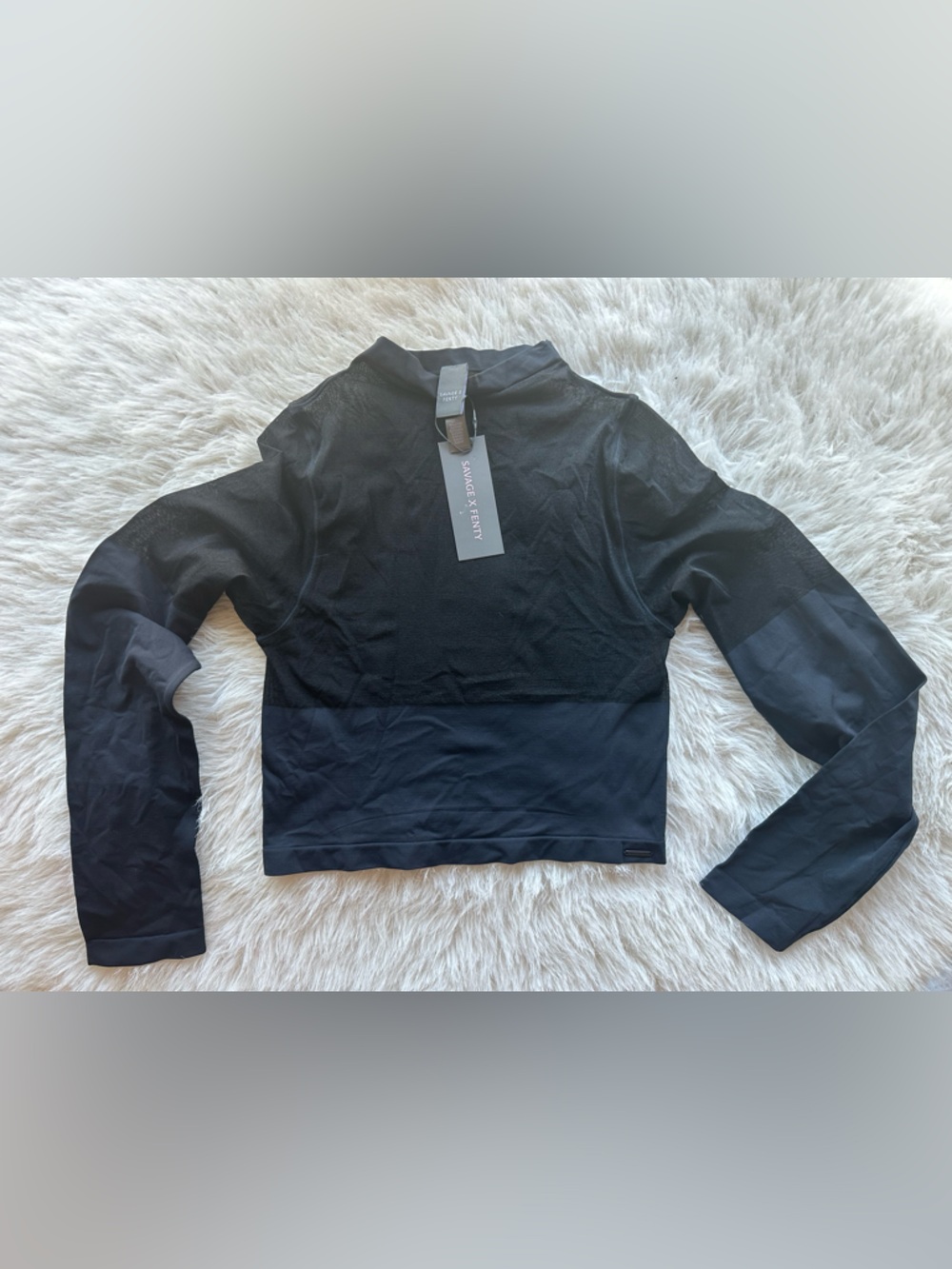 Savage X Fenty Black Ribbed Long Sleeve Top